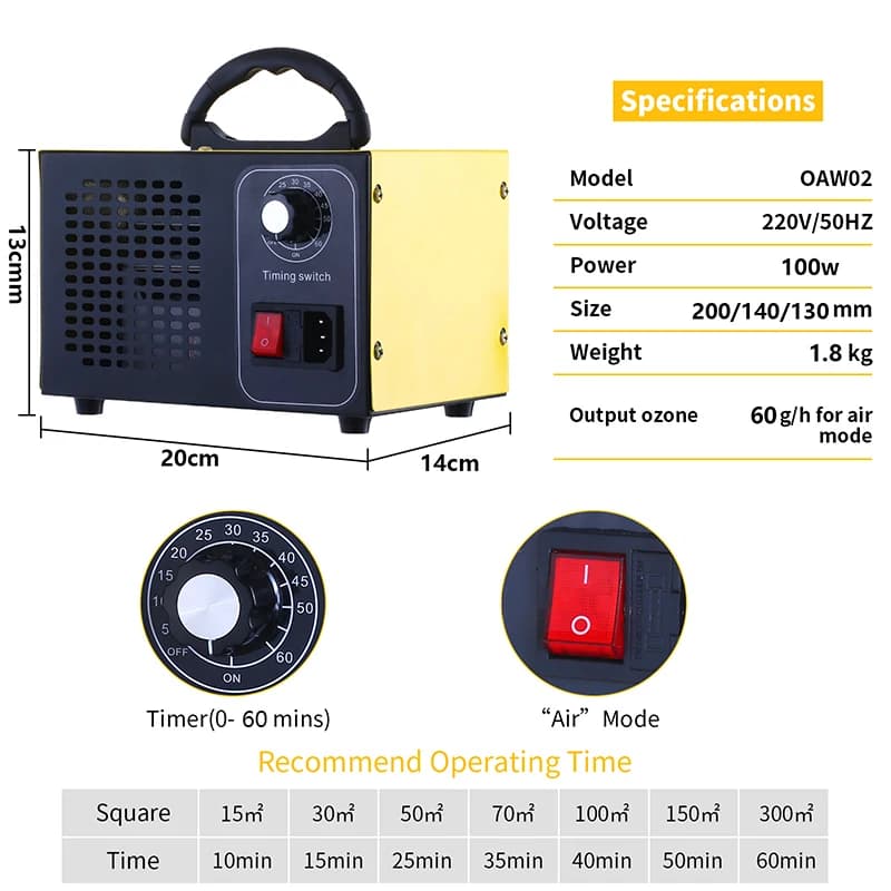 Ozonator 220V 60g oczyszczacz powietrza - 3