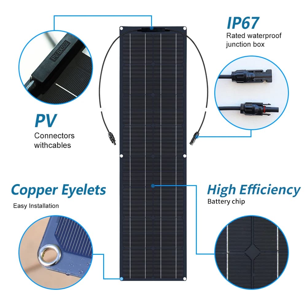 Panel słoneczny elastyczny 100W 12V z ładowarką - 4