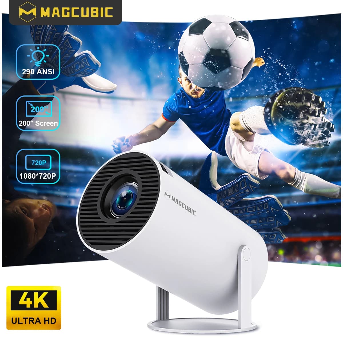 Projektor MAGCUBIC HY300 PRO 8K Android 14 Dual Wifi6 290ANSI Allwinner H726 BT5.4 1080P 1280*720P Kino Domowe Projektor Zewnętrzny