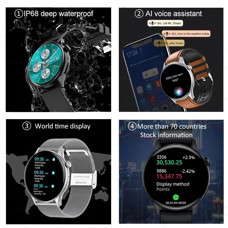 Smartwatch NFC z ekranem AMOLED i GPS dla kobiet - 7