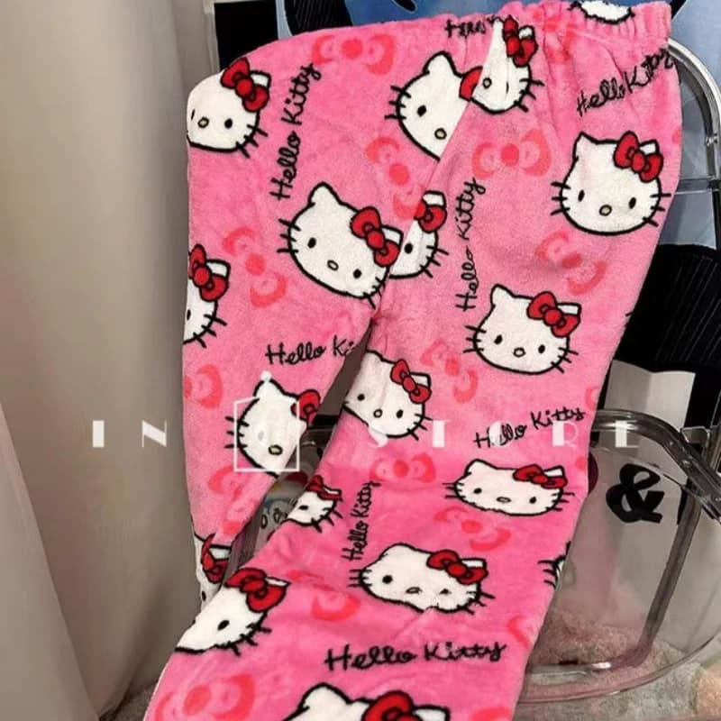 Spodnie do spania Y2K Hello Kitty Sanrio Anime Damskie spodnie do spania Cartoon Fashion Odzież domowa Spodnie do spania Wygodne ubrania domowe - 4
