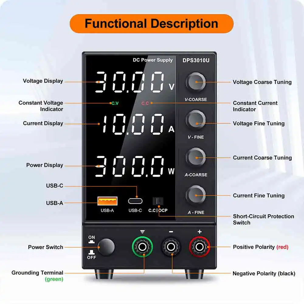 Regulowany zasilacz laboratoryjny 0-60V 10A z LCD - 7