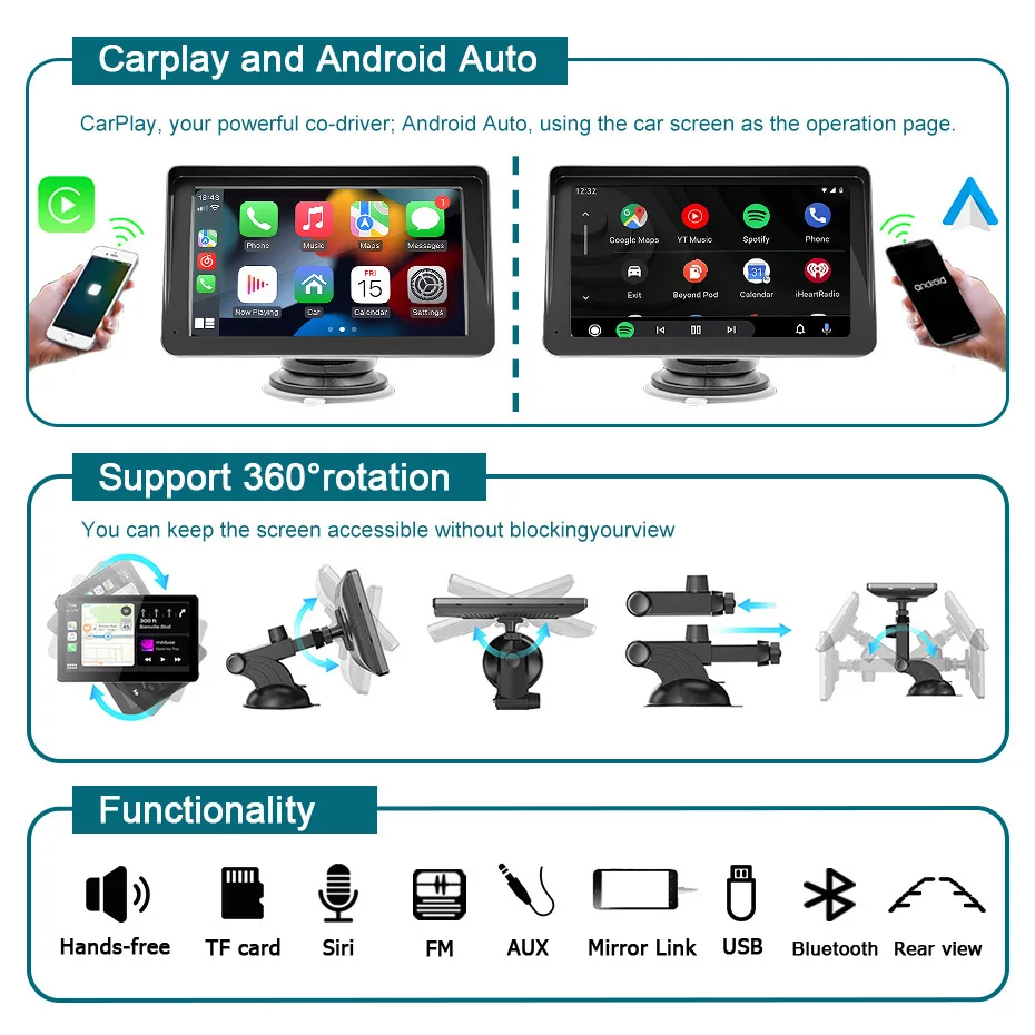 Radioodtwarzacz samochodowy 7 cali GPS CarPlay - 4