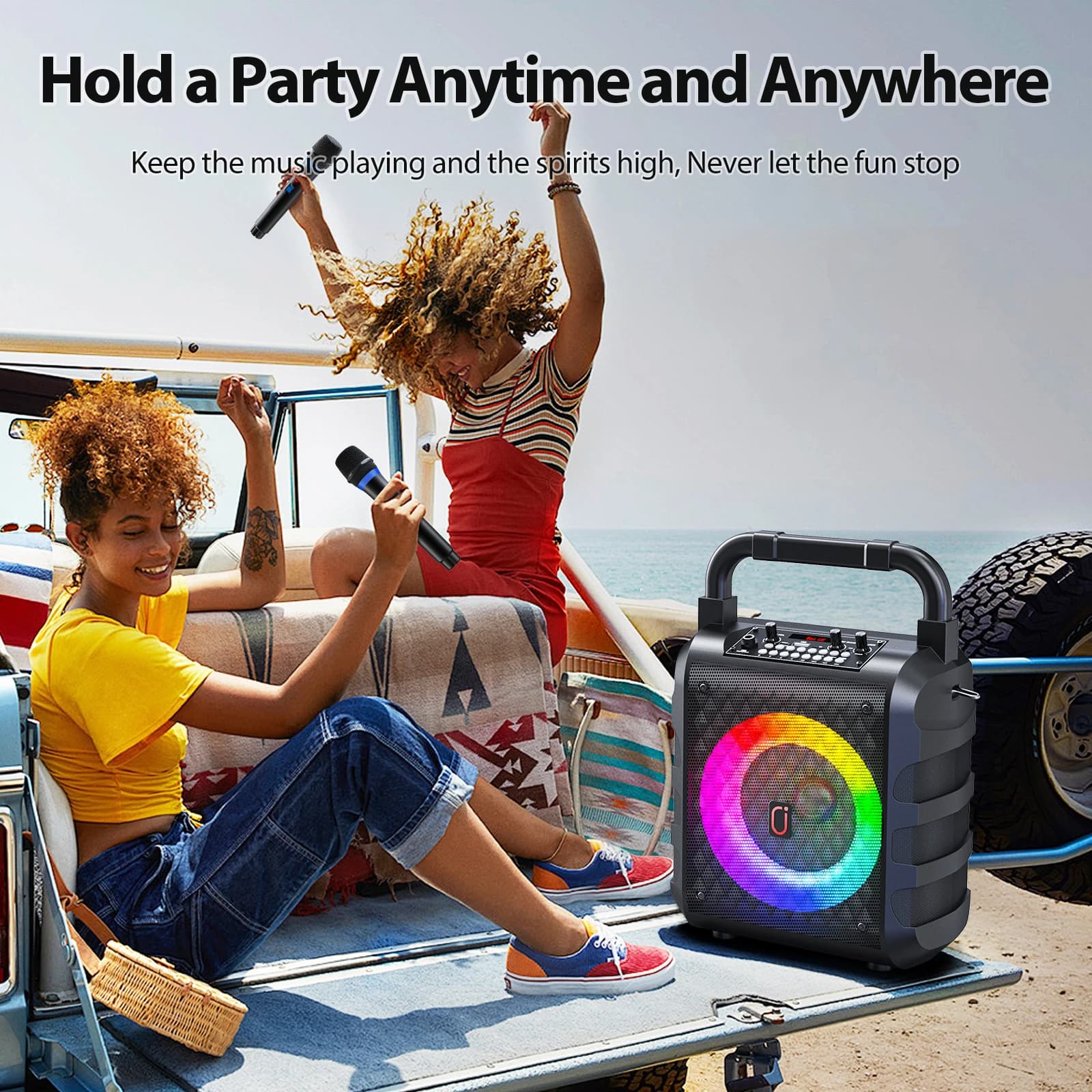 Głośnik Bluetooth FanFun z mikrofonem i LED - 4