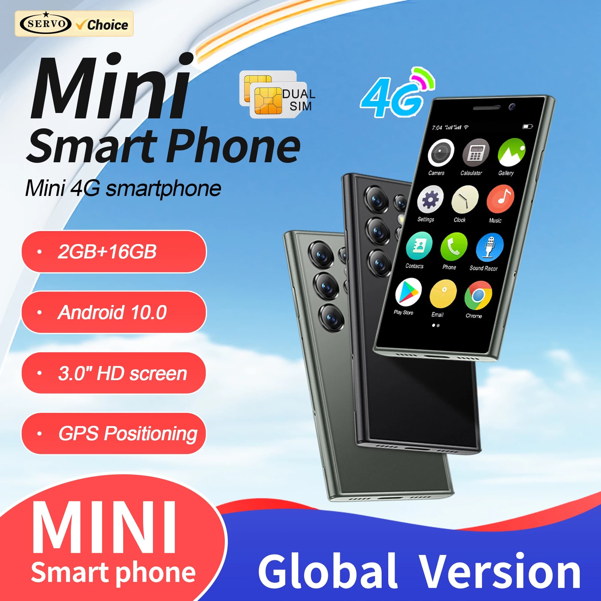 Servo S24 Mini 4G smartfon 3" Android