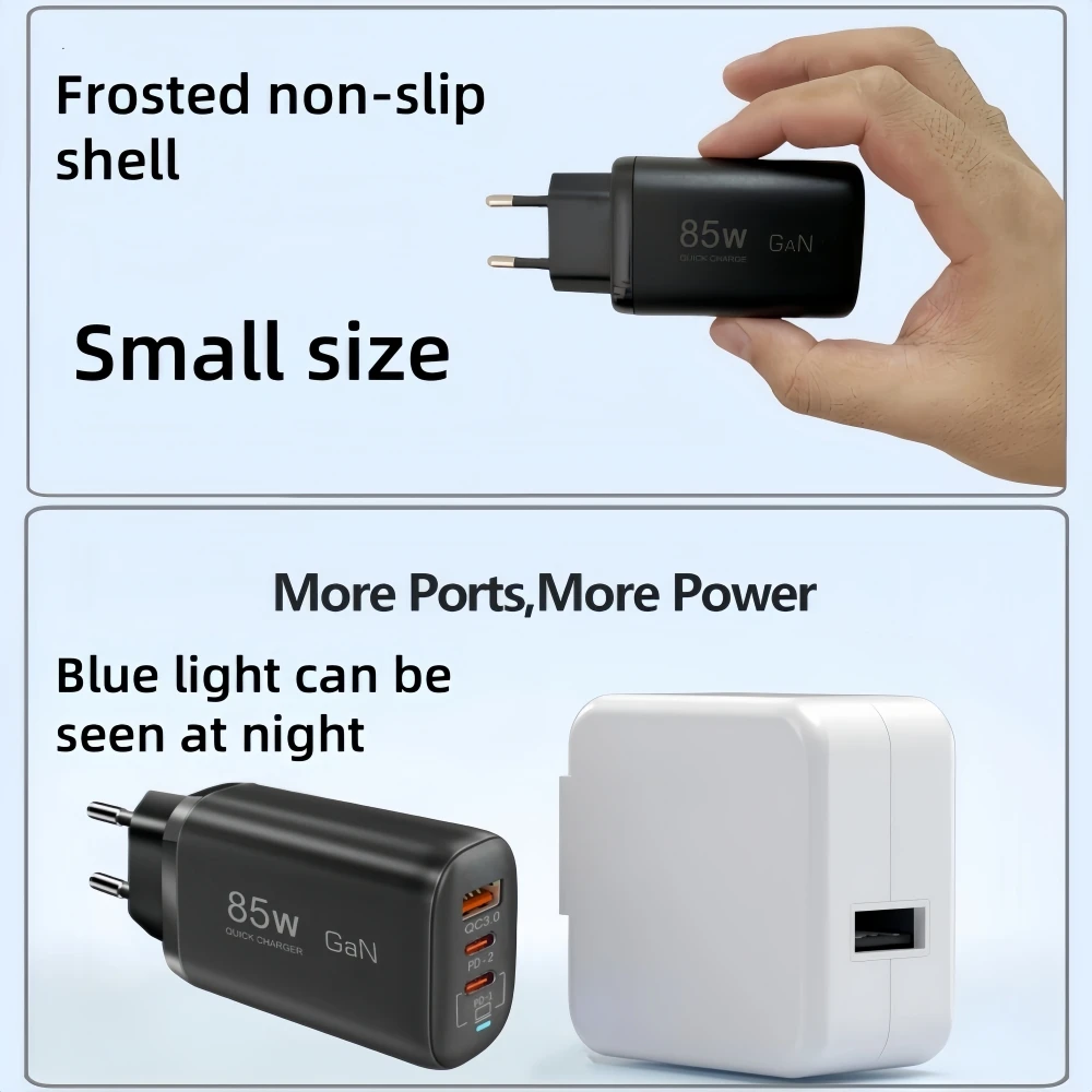 Prawdziwa szybka ładowarka GaN 85 W PD QC 3.0 USB Type-C Szybkie ładowanie laptopa Zasilacz do notebooka Iphone 15 14 Pro MacBook Samsung - 6