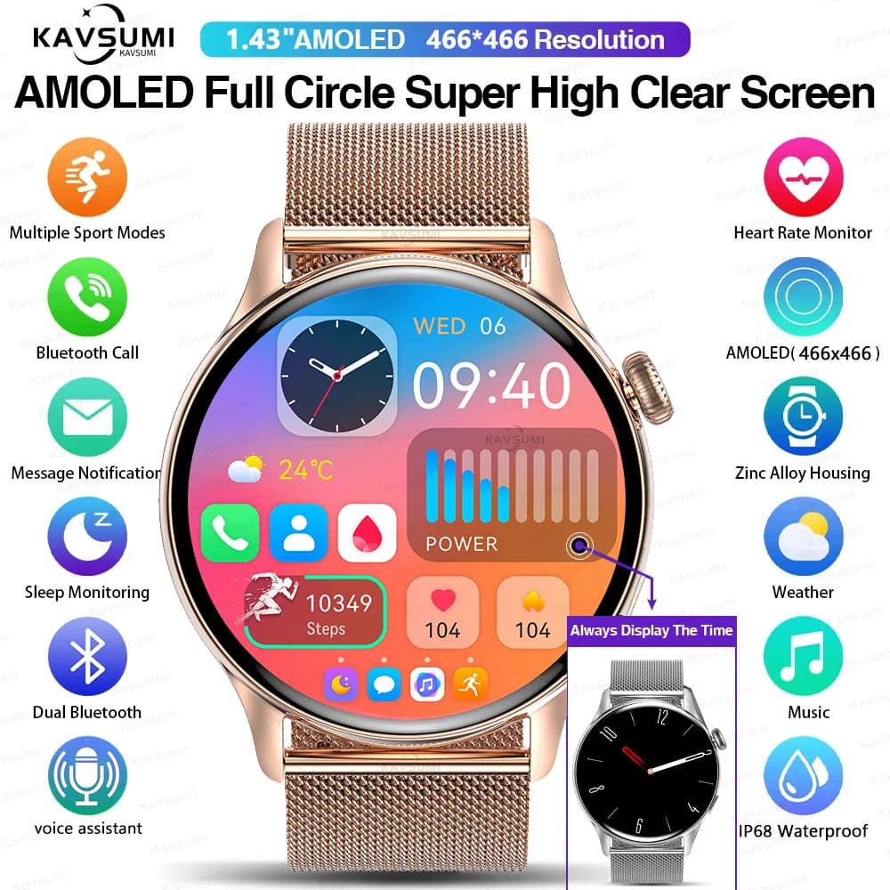 Smartwatch NFC z ekranem AMOLED i GPS dla kobiet - 3
