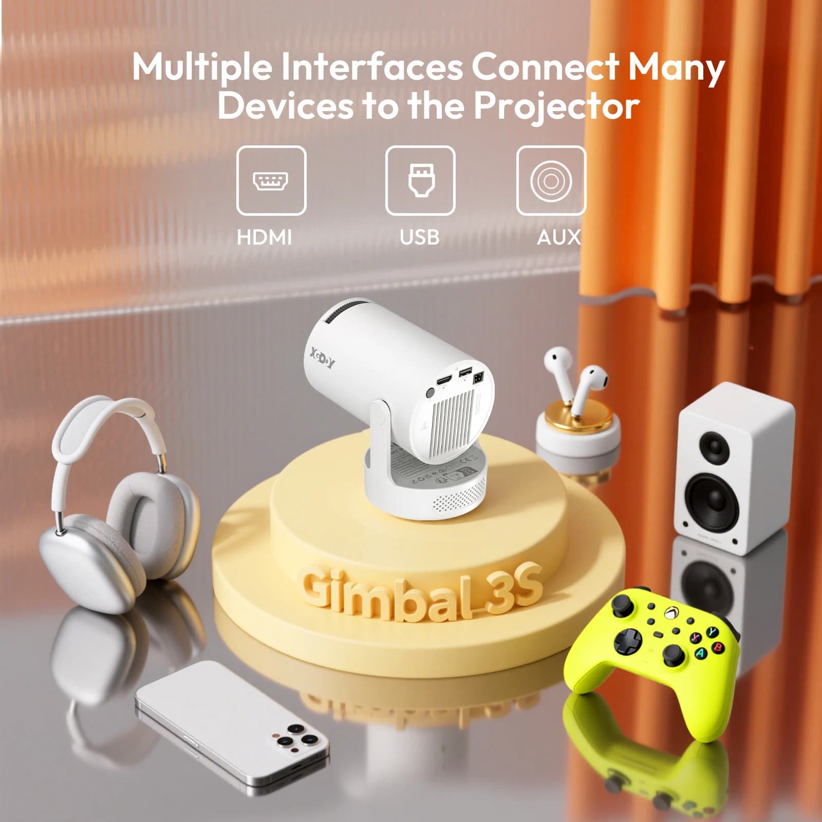 Mini projektor XGODY Gimbal 3S 4K WiFi - 7
