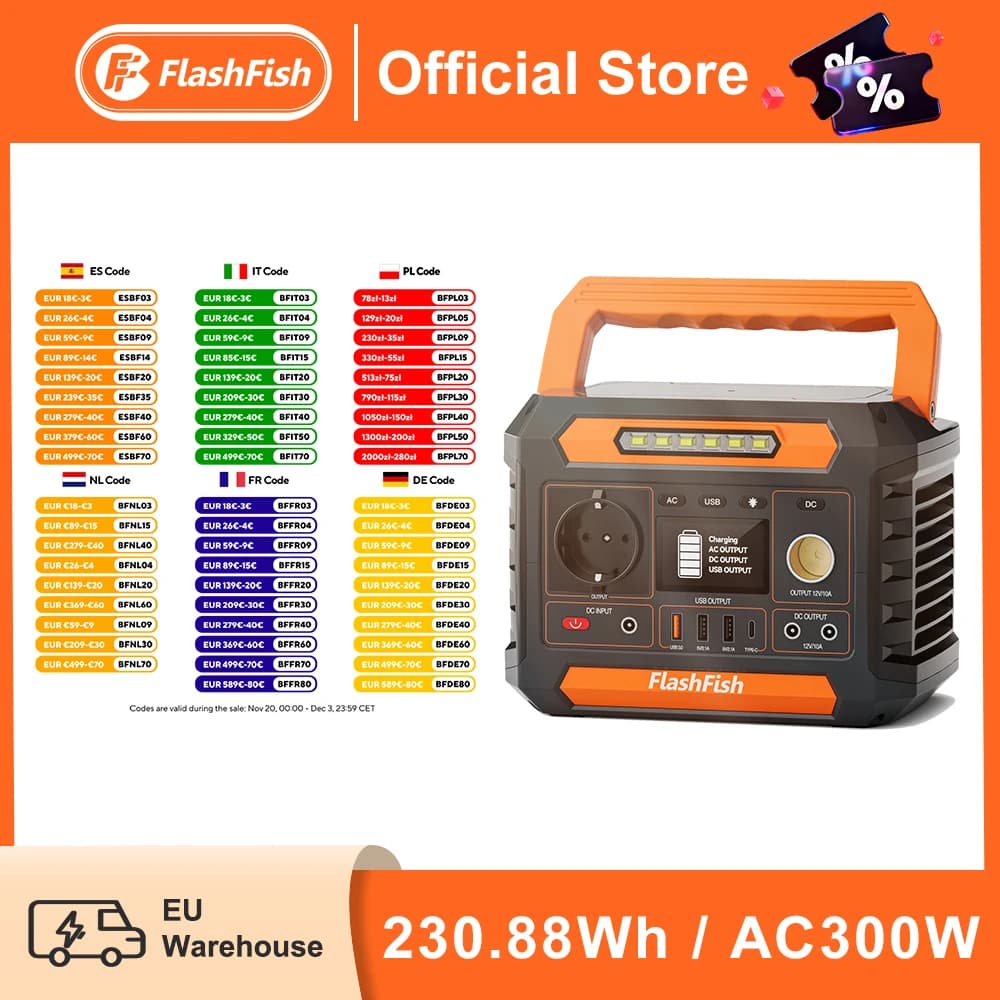 FlashFish przenośna elektrownia 300W, 230Wh
