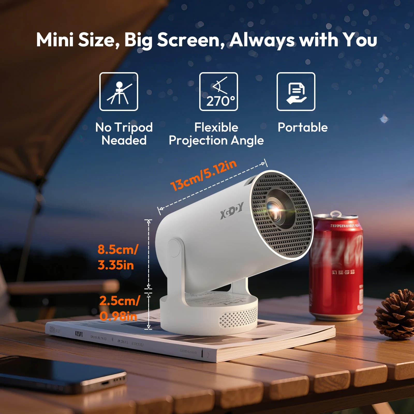 Mini projektor XGODY Gimbal 3S 4K WiFi - 3