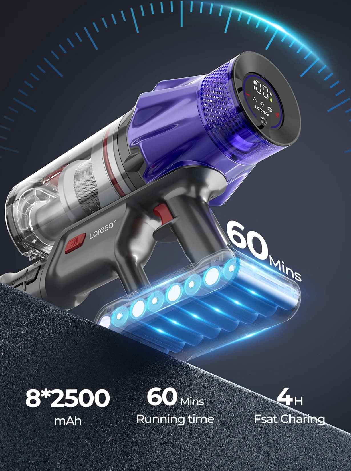 Odkurzacz bezprzewodowy Laresar V7 500W - 4