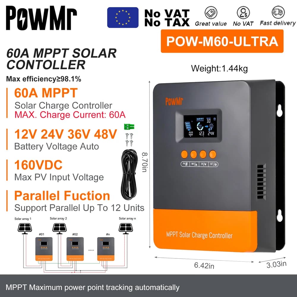 Kontroler MPPT ładowania słonecznego 100A LCD - 6