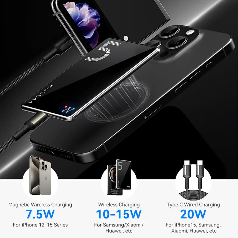 Magnetyczny power bank 5000mAh z ładowaniem 20W - 4