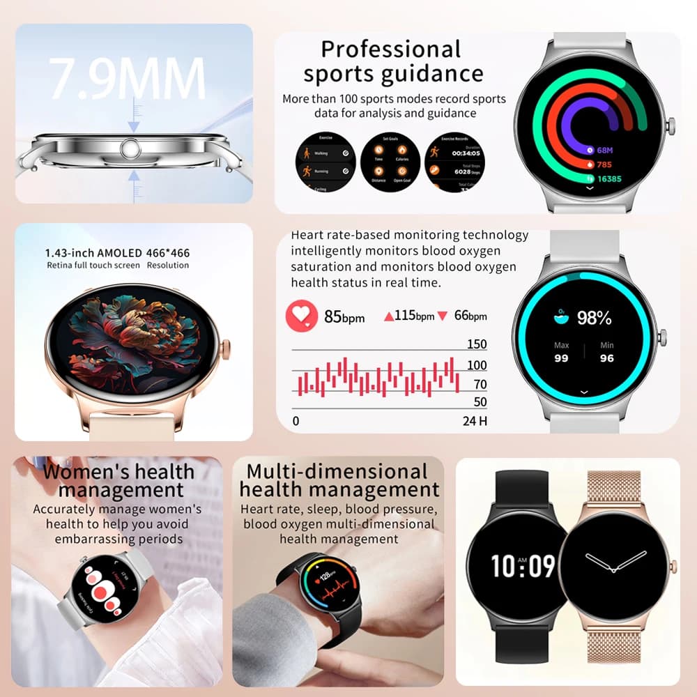 ChiBear Ultra Cienki Smartwatch Damski AMOLED - 4