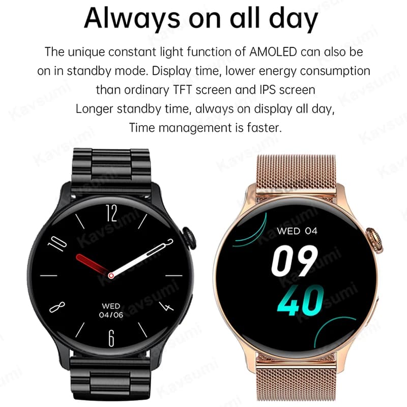 Smartwatch NFC z ekranem AMOLED i GPS dla kobiet - 6