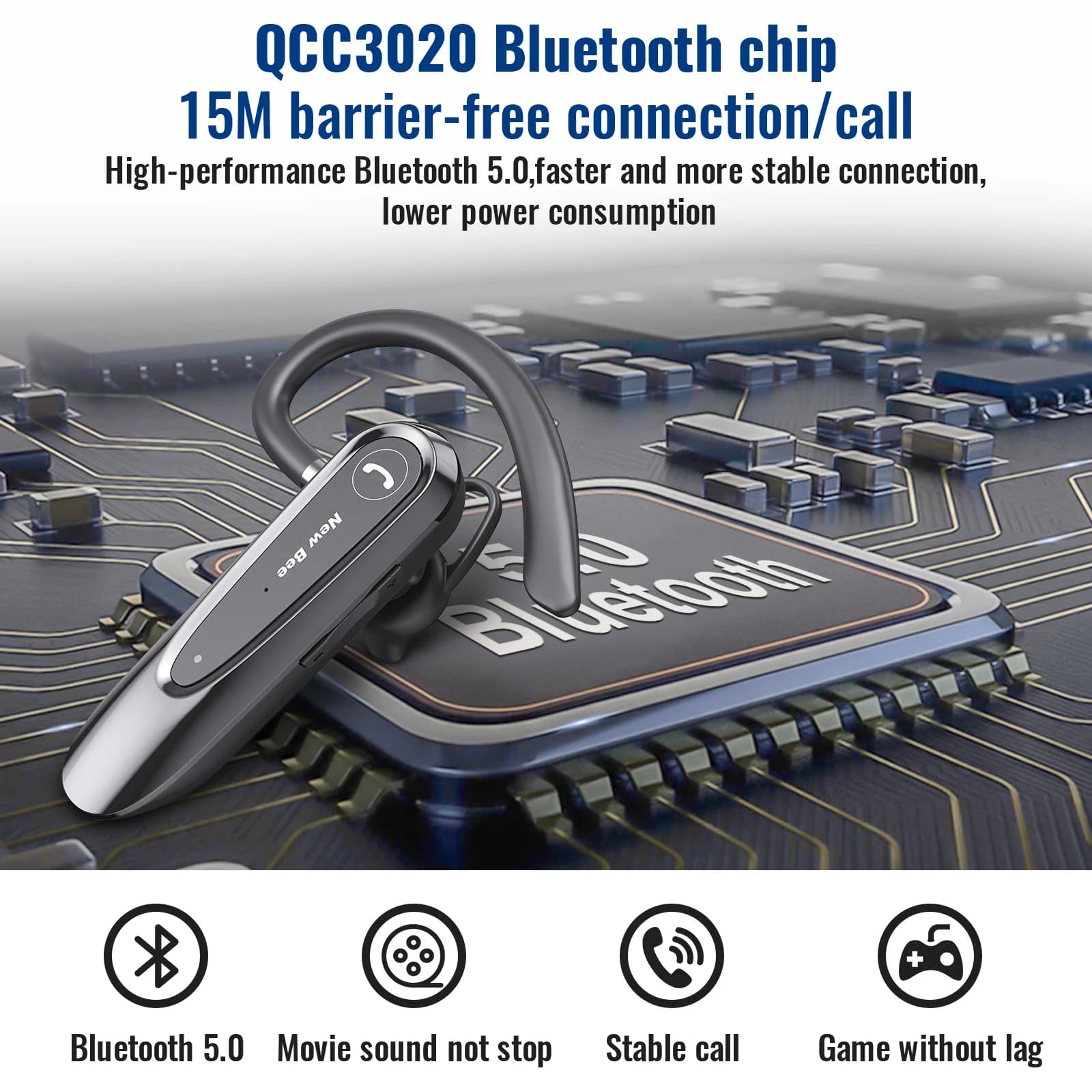Bezprzewodowe słuchawki Bluetooth Bee B45 V5.0 - 6