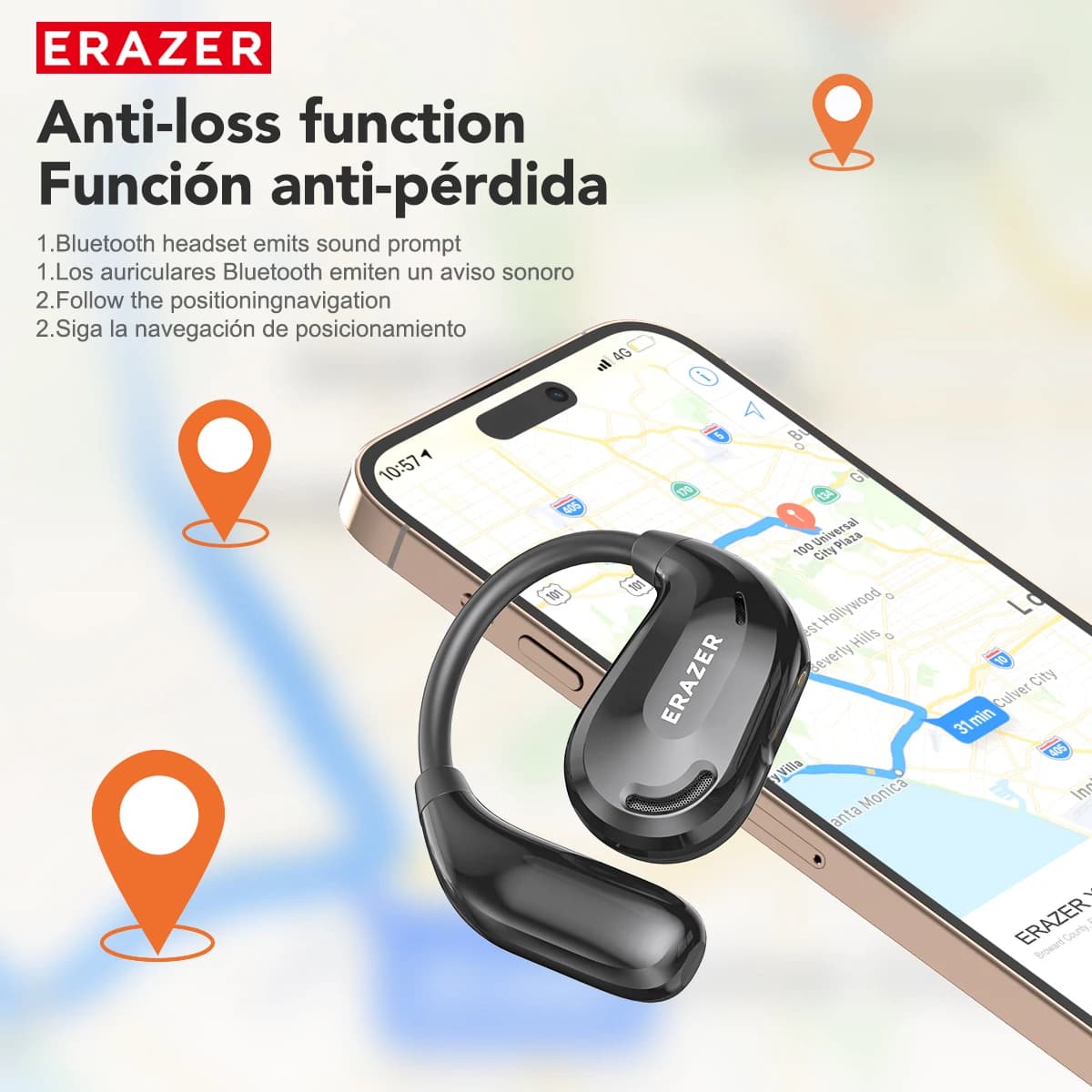 Słuchawki Bluetooth ERAZER XT66PRO douszne - 4