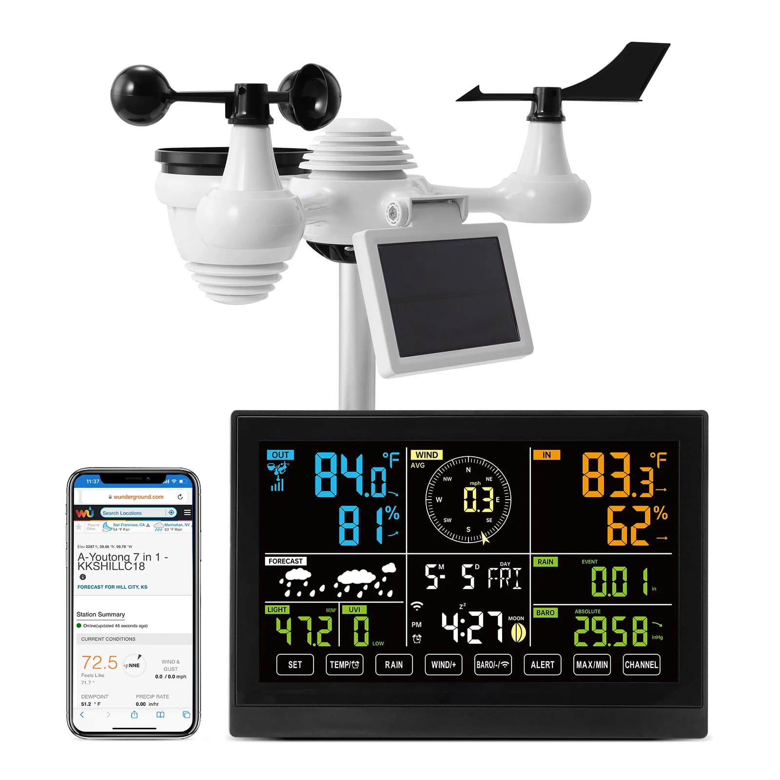 Stacja pogodowa Wi-Fi 7-w-1 SucceBuy