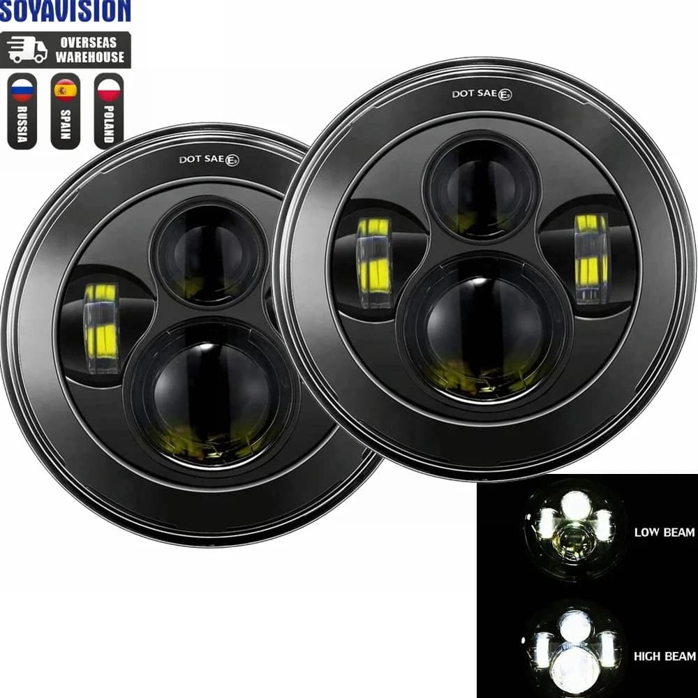 Reflektory LED samochodowe 7-calowe H4 - 6