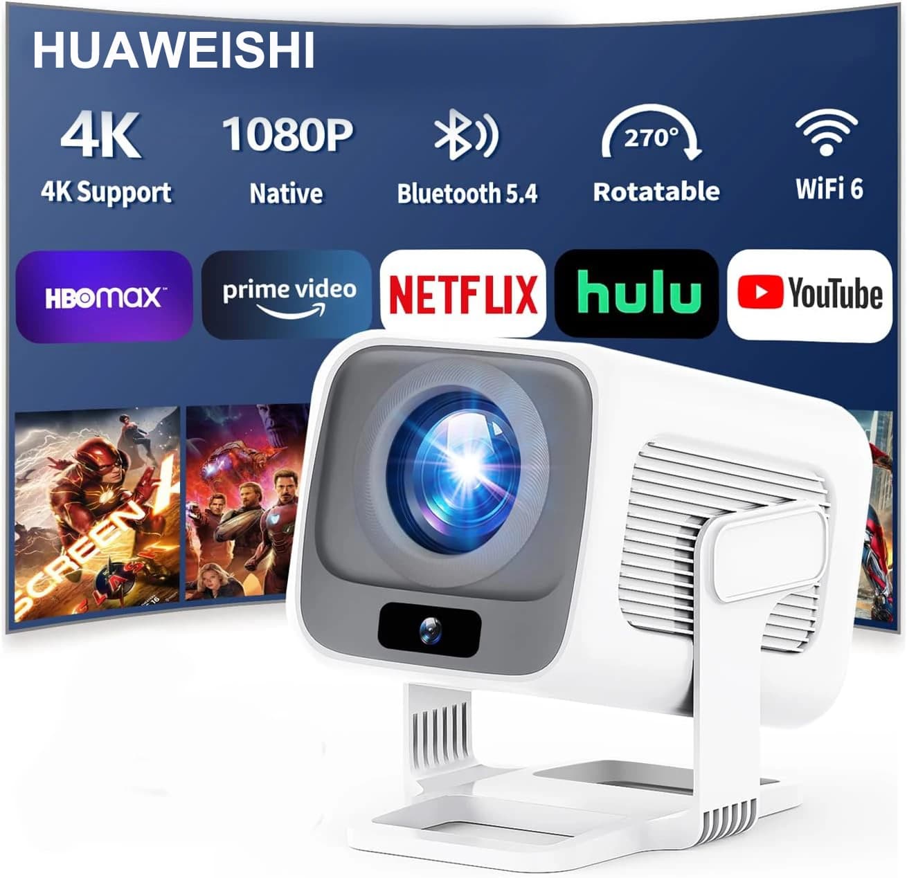 Mini projektor 4K HUAWEISHI 1080P LED