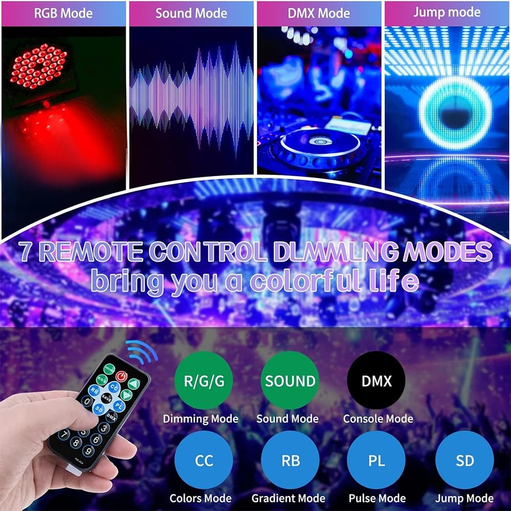 4x Oświetlenie sceniczne RGB DMX 512 LED - 7