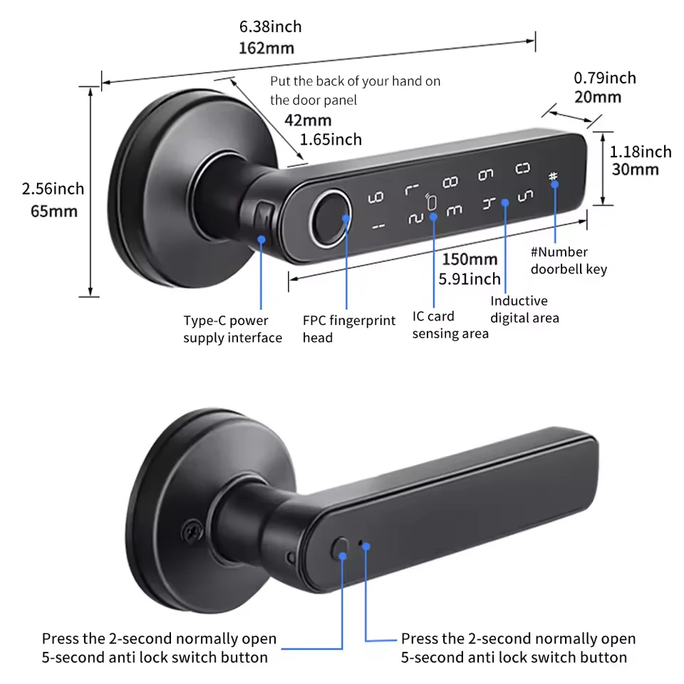 Inteligentny zamek Tuya do drzwi IP65 - 7