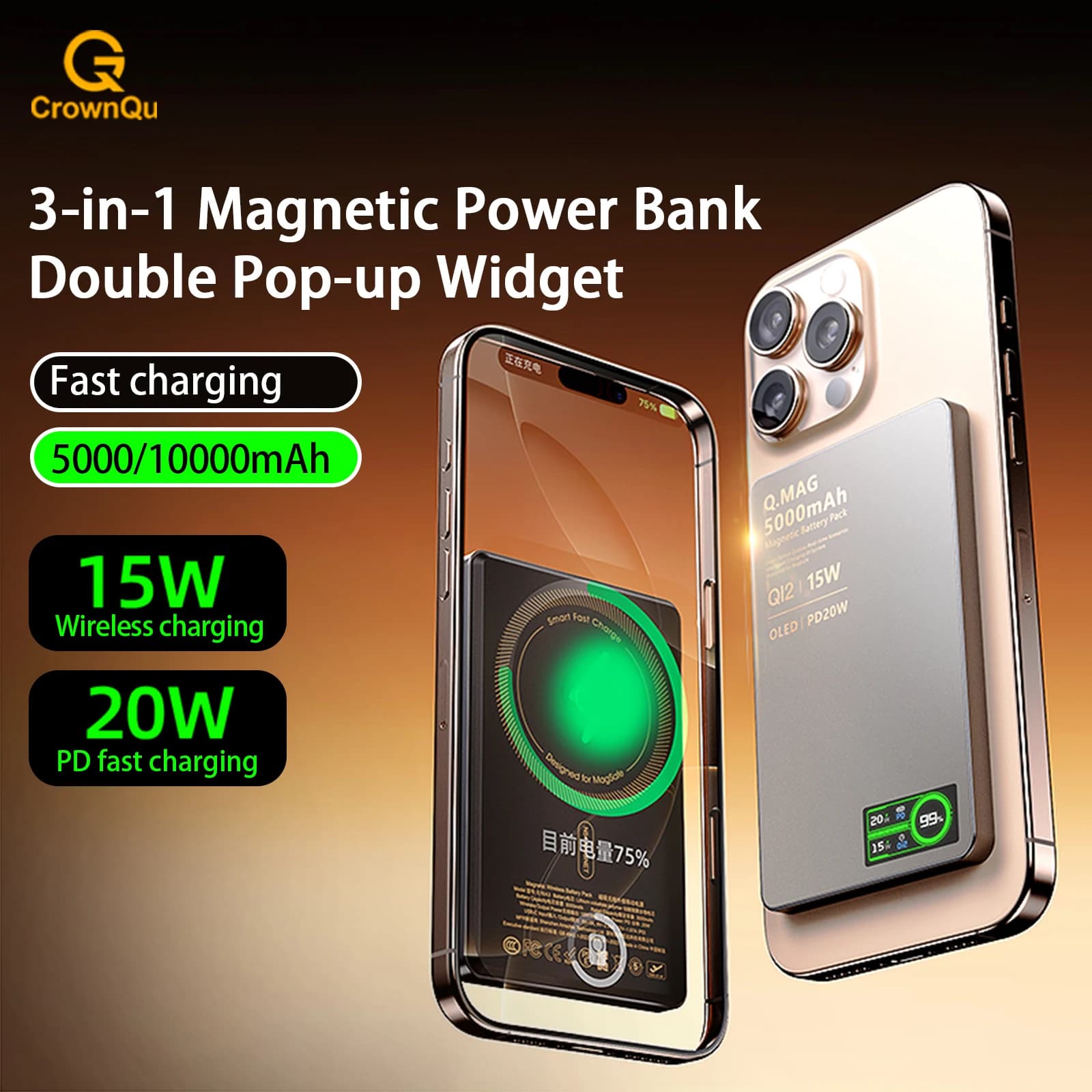 Magnetyczny powerbank QI do szybkiego ładowania - 3