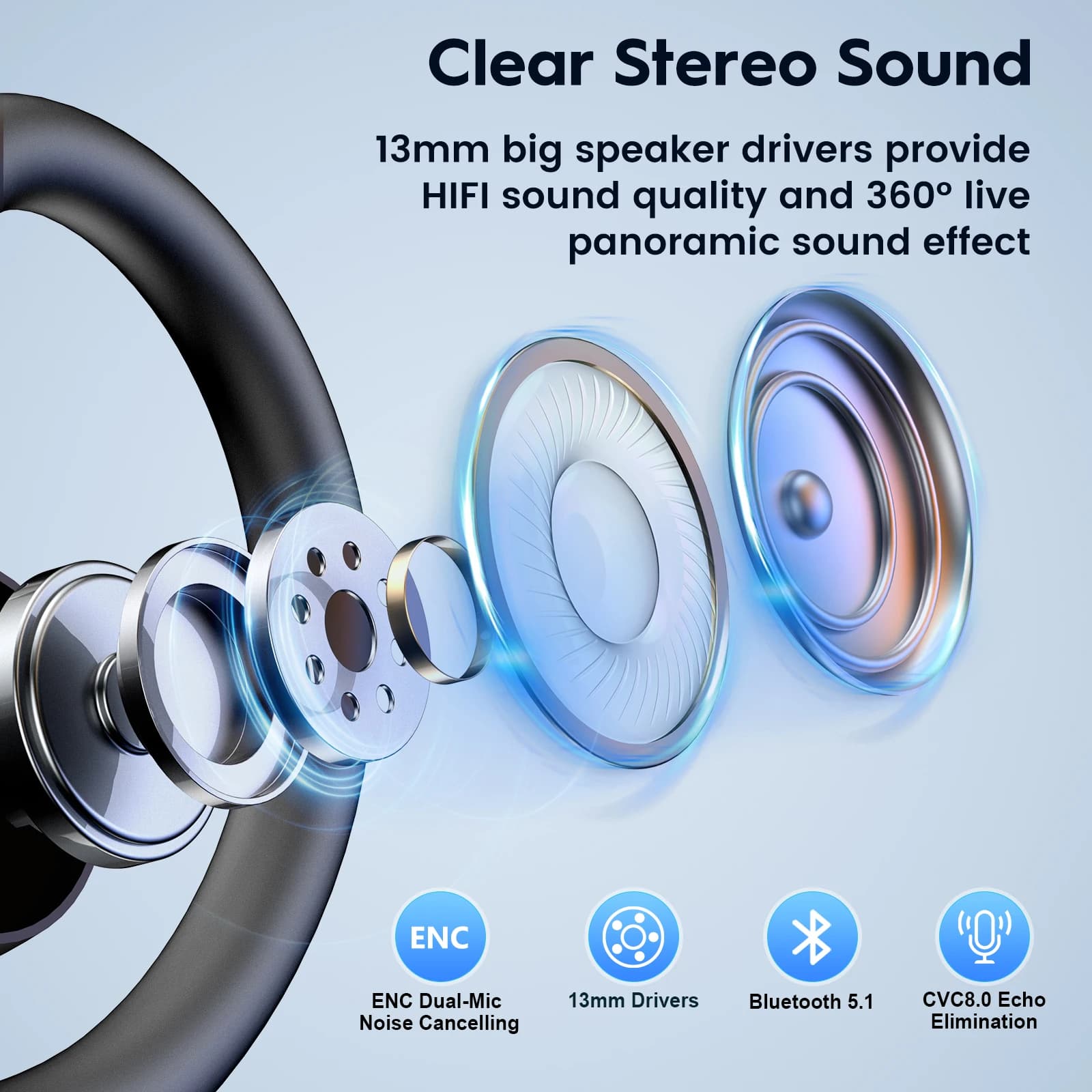 Słuchawki Bluetooth M53 z redukcją szumów - 6