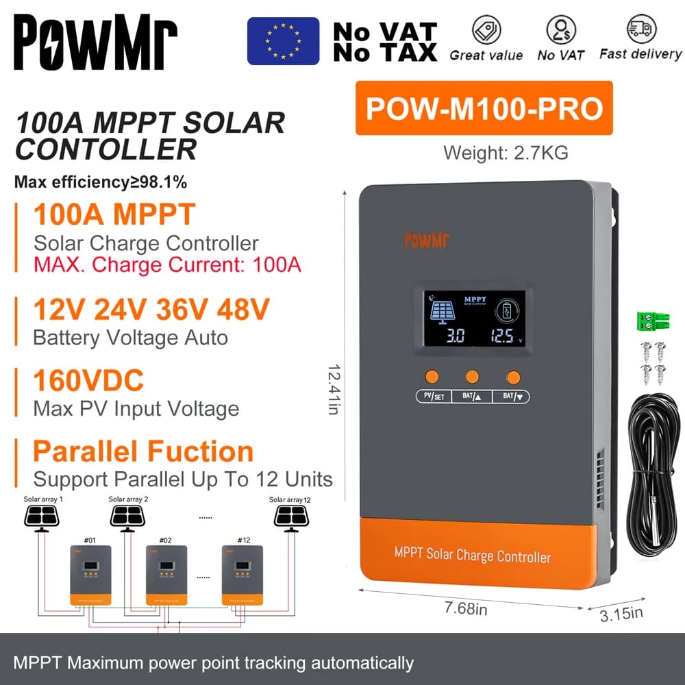 Kontroler MPPT ładowania słonecznego 100A LCD - 7