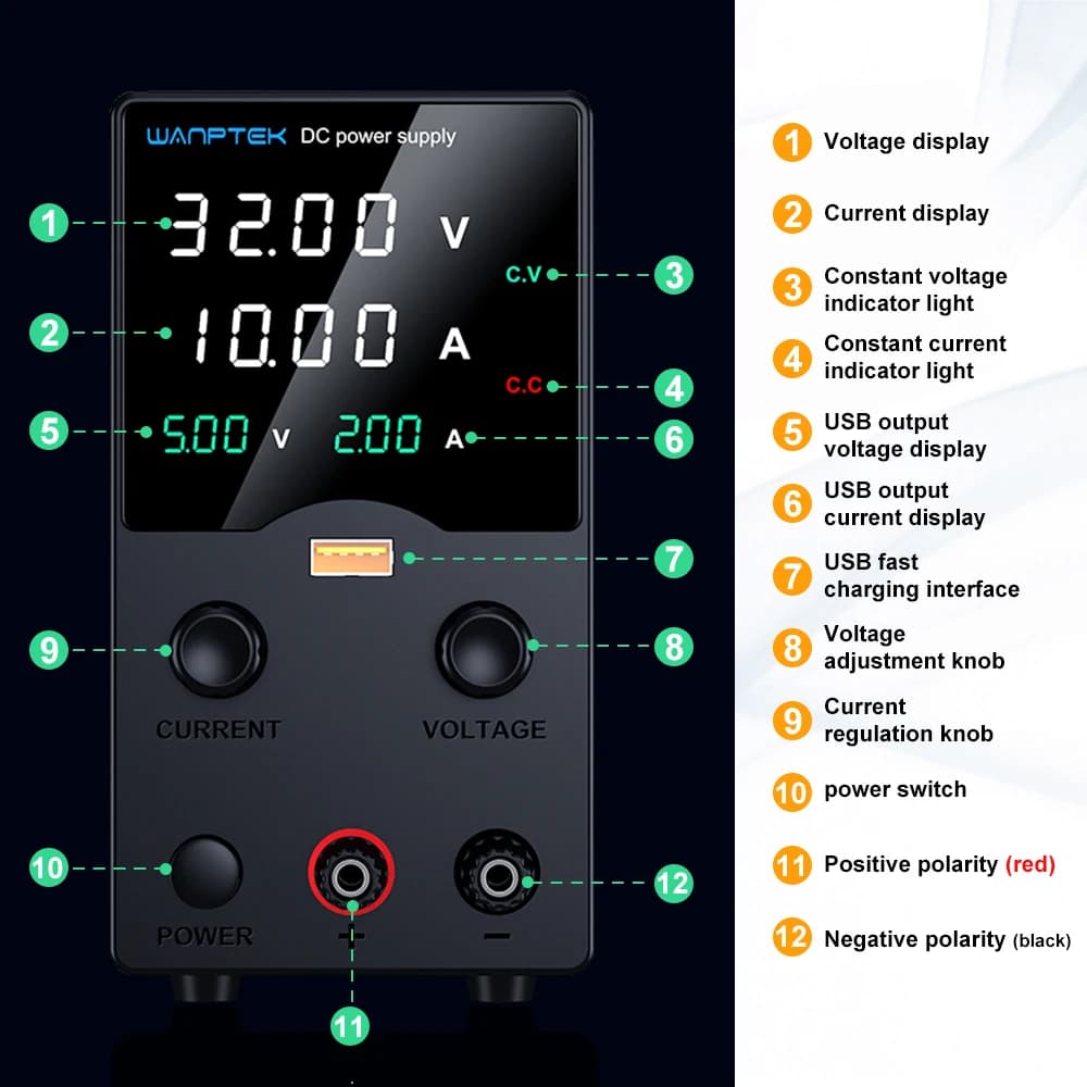 Zasilacz laboratoryjny Wanptek 30V 10A regulowany - 3