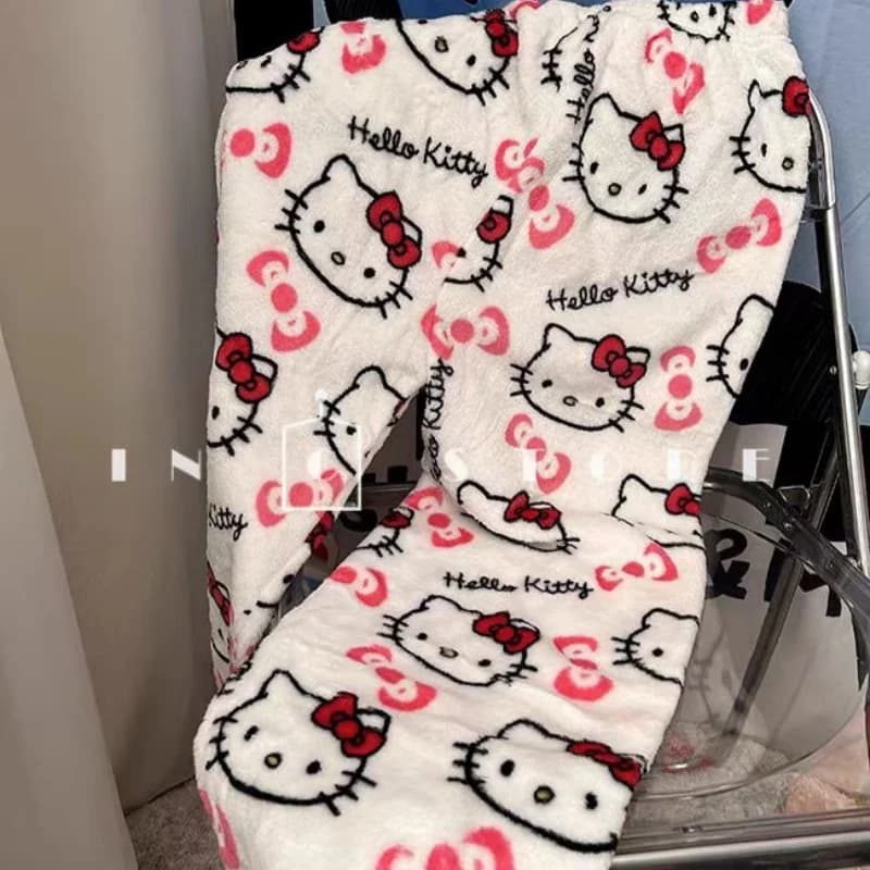 Spodnie do spania Y2K Hello Kitty Sanrio Anime Damskie spodnie do spania Cartoon Fashion Odzież domowa Spodnie do spania Wygodne ubrania domowe - 5
