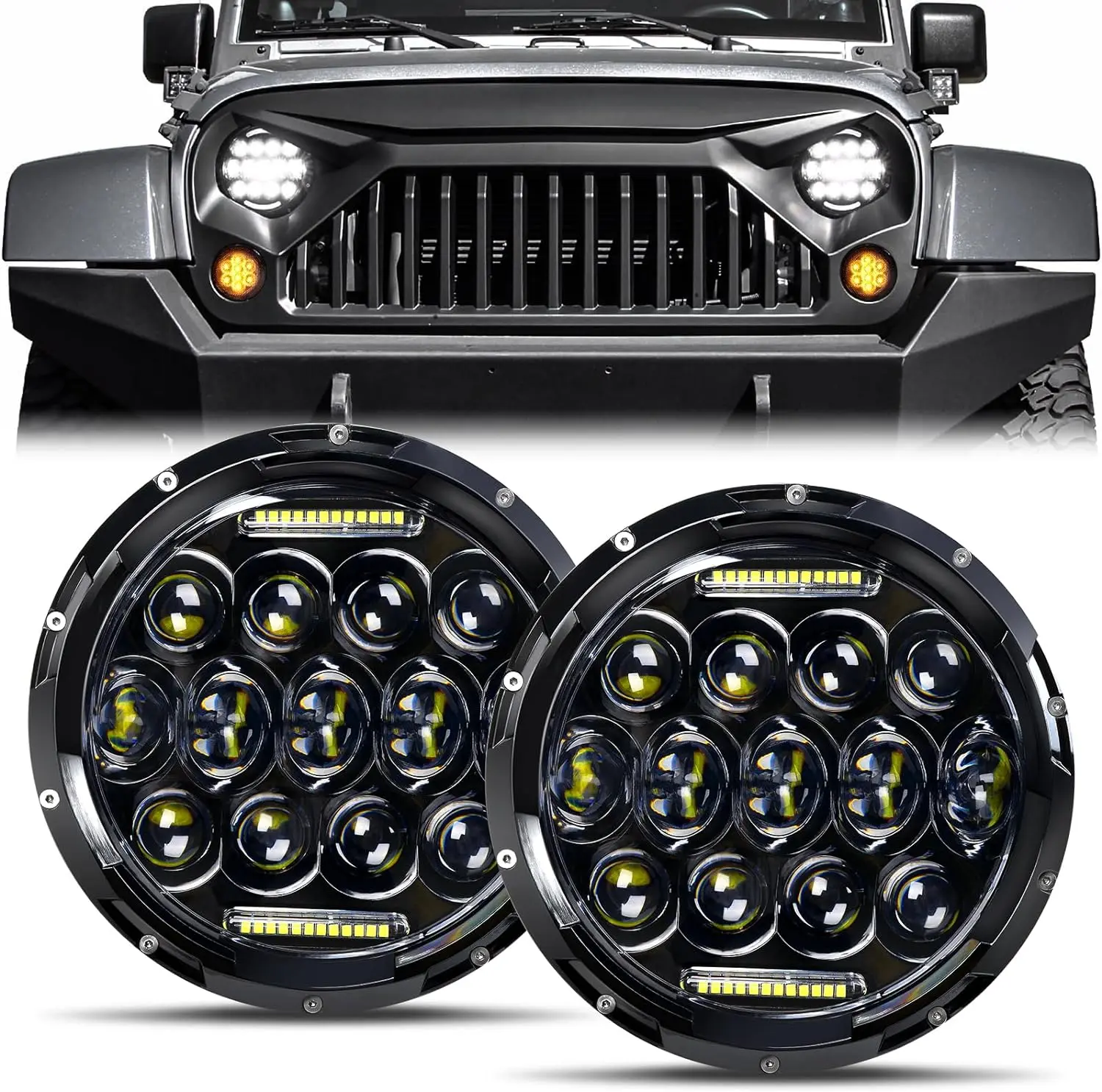 Reflektory LED samochodowe 7-calowe H4 - 3