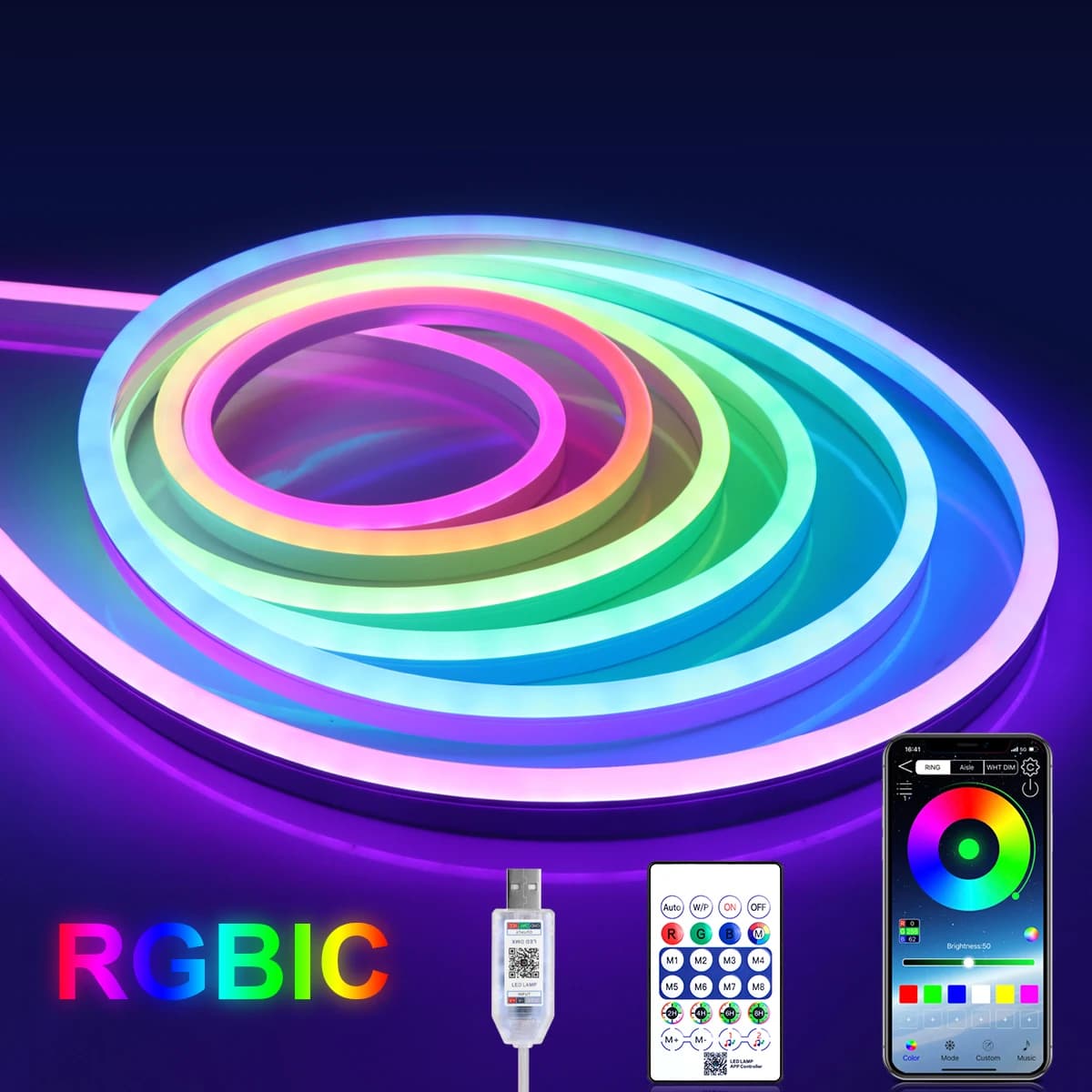 Taśma LED Neon RGBIC z aplikacją