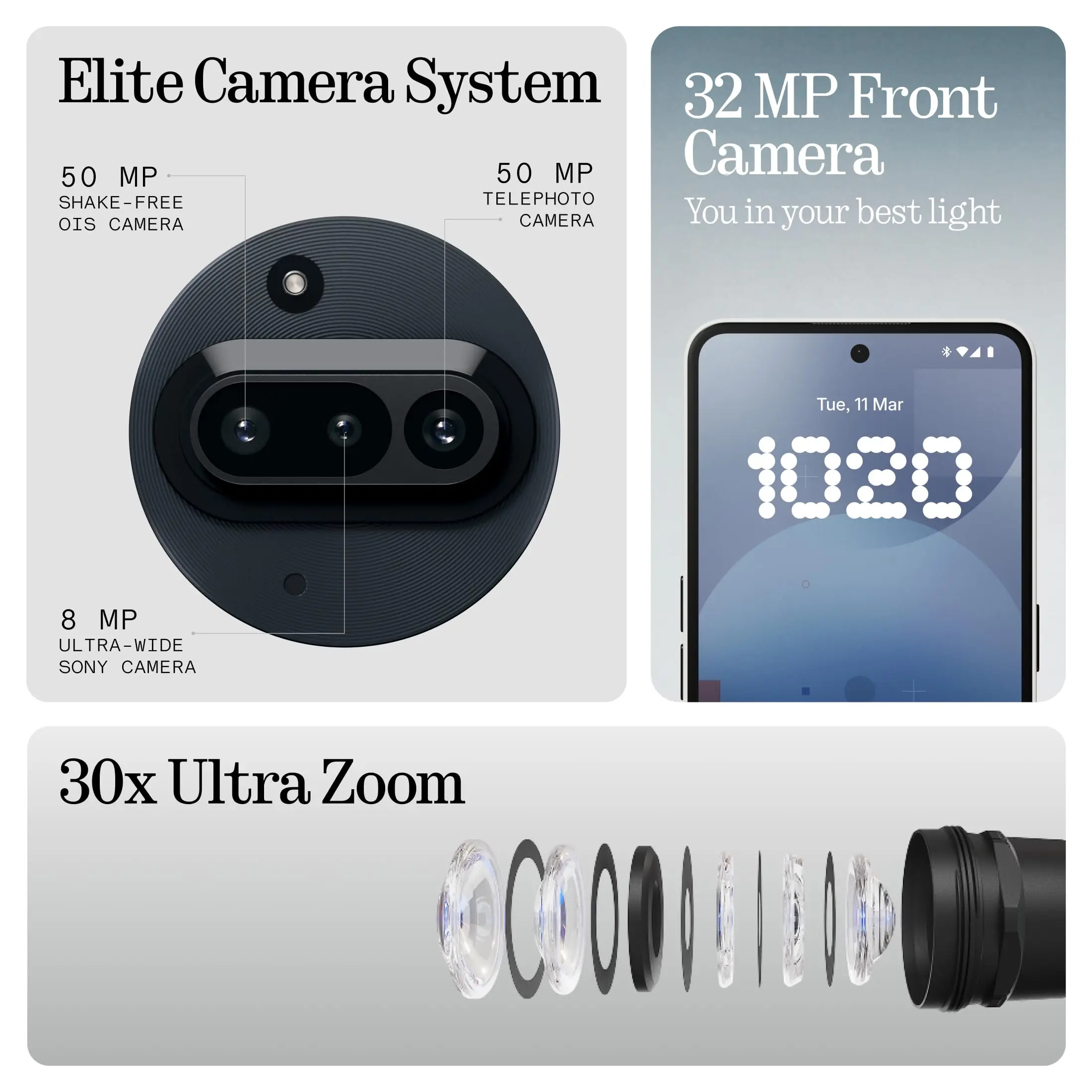 Smartfon Nothing Phone (3a) 5G 8 GB + 128 GB/12 GB + 256 GB, procesor Snapdragon 7s Gen 3, elastyczny wyświetlacz AMOLED o przekątnej 6,77 cala, bateria 5000 mAh z ładowaniem 50 W, wersja globalna, NFC/GPS/Wi-Fi 6/Bluetooth 5.4/Google Pay/Android 15 - 4