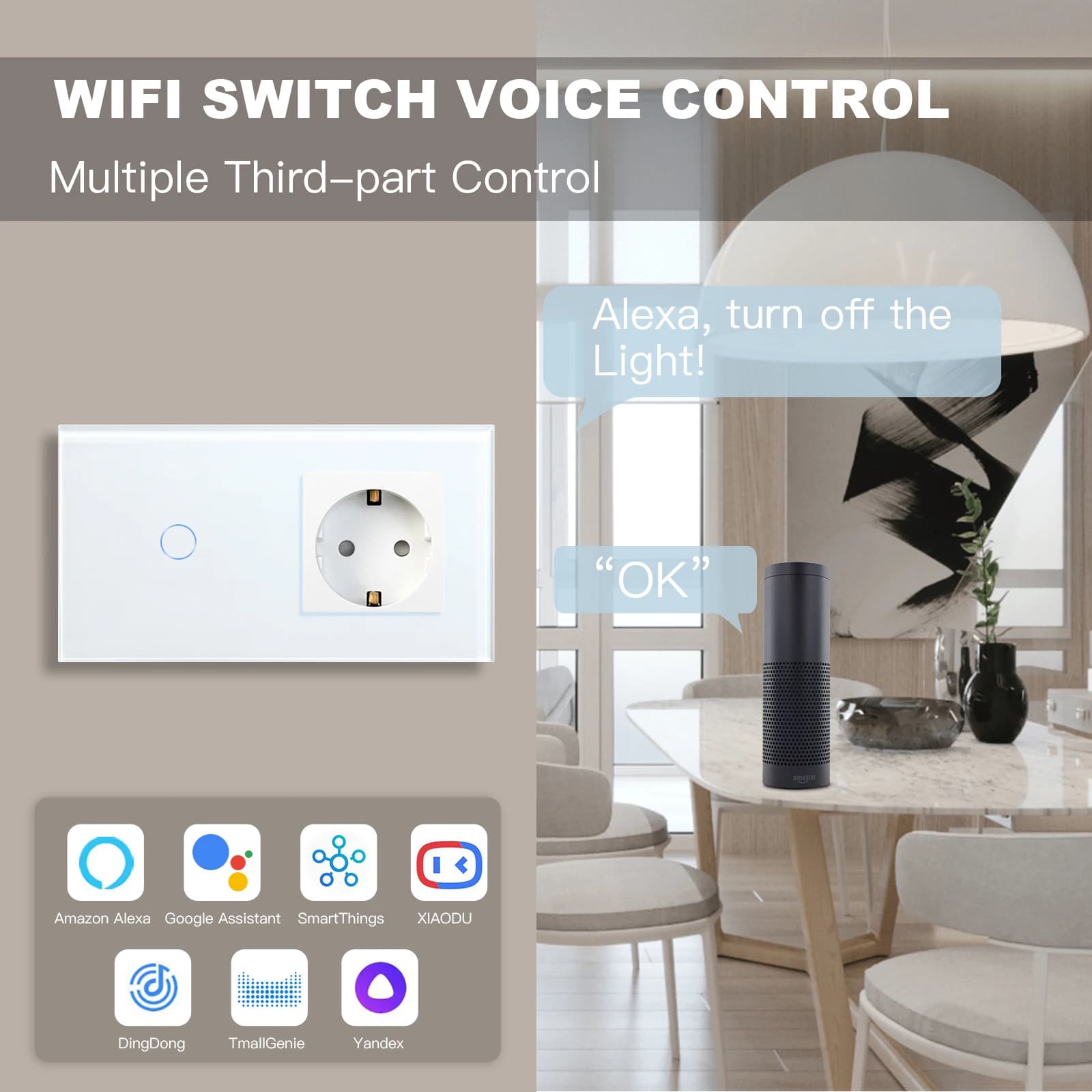 Włącznik WiFi z gniazdem USB-C i panelem szkła - 5