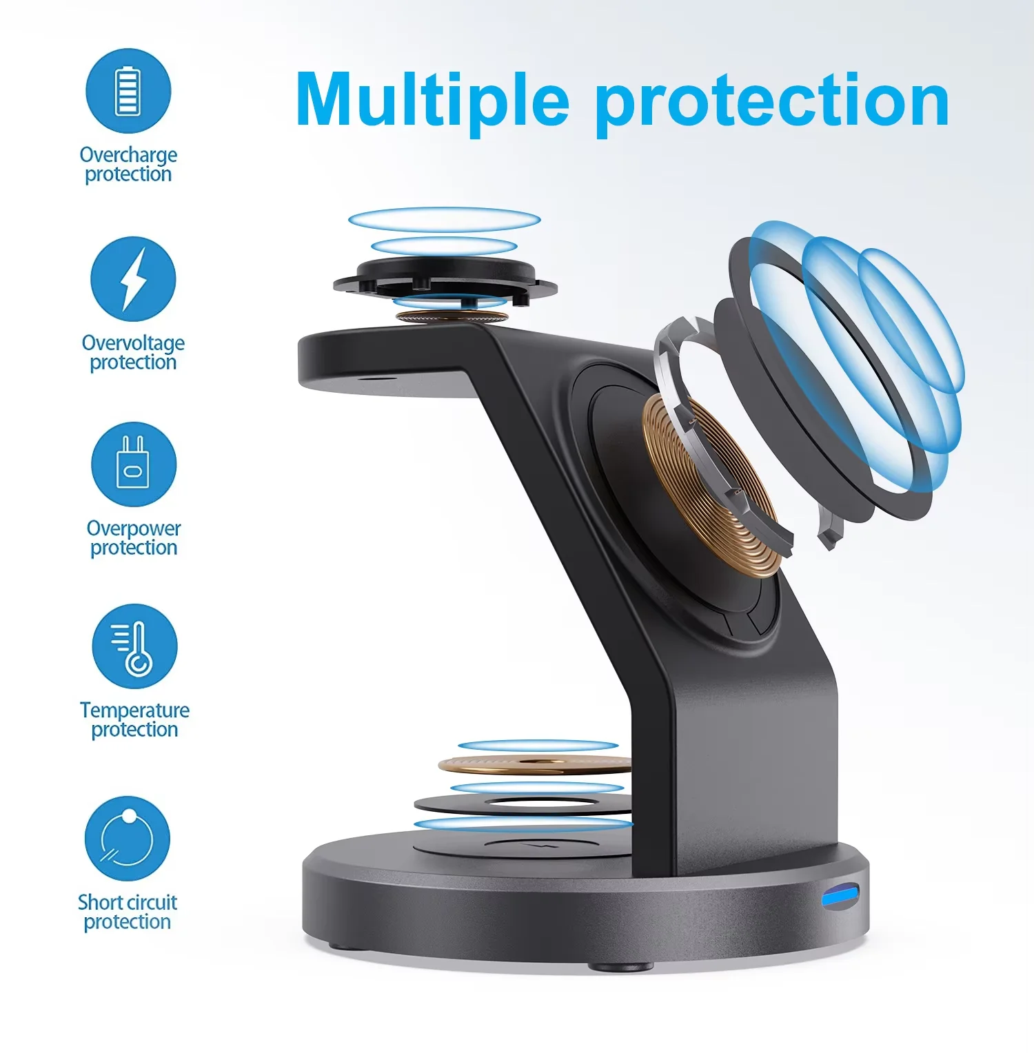 Magnetyczna bezprzewodowa ładowarka 3 w 1 do iPhone'a 15 14 13 12 Pro Max iWatch AirPods Stacja dokująca MagSafe Stacja szybkiego ładowania - 6