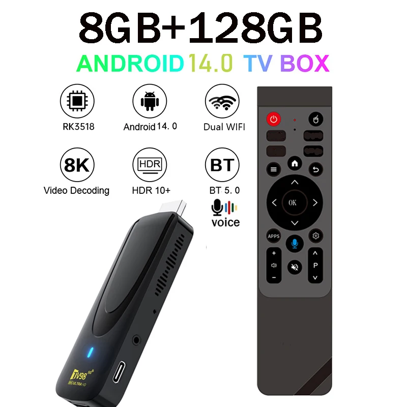 TV stick Android 14 z pilotem 4K