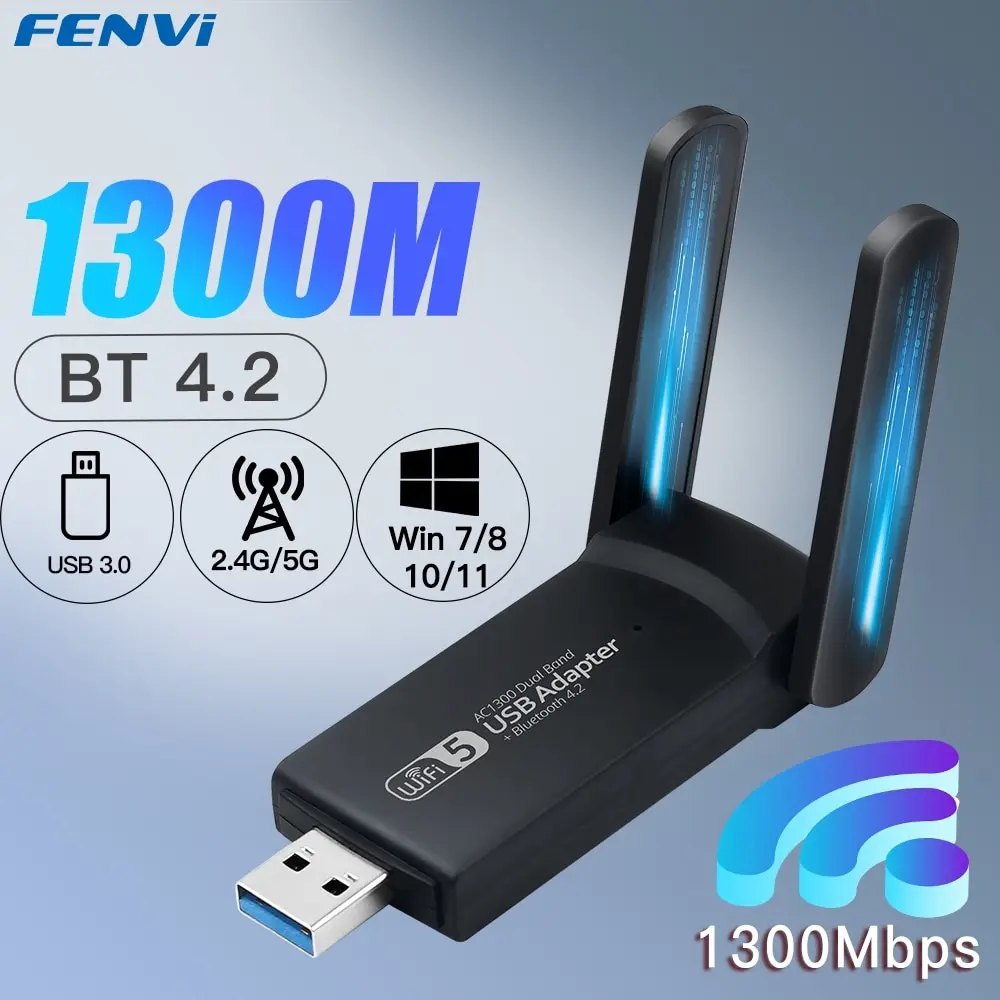 Adapter WiFi USB 3.0 1300Mbps z Bluetooth