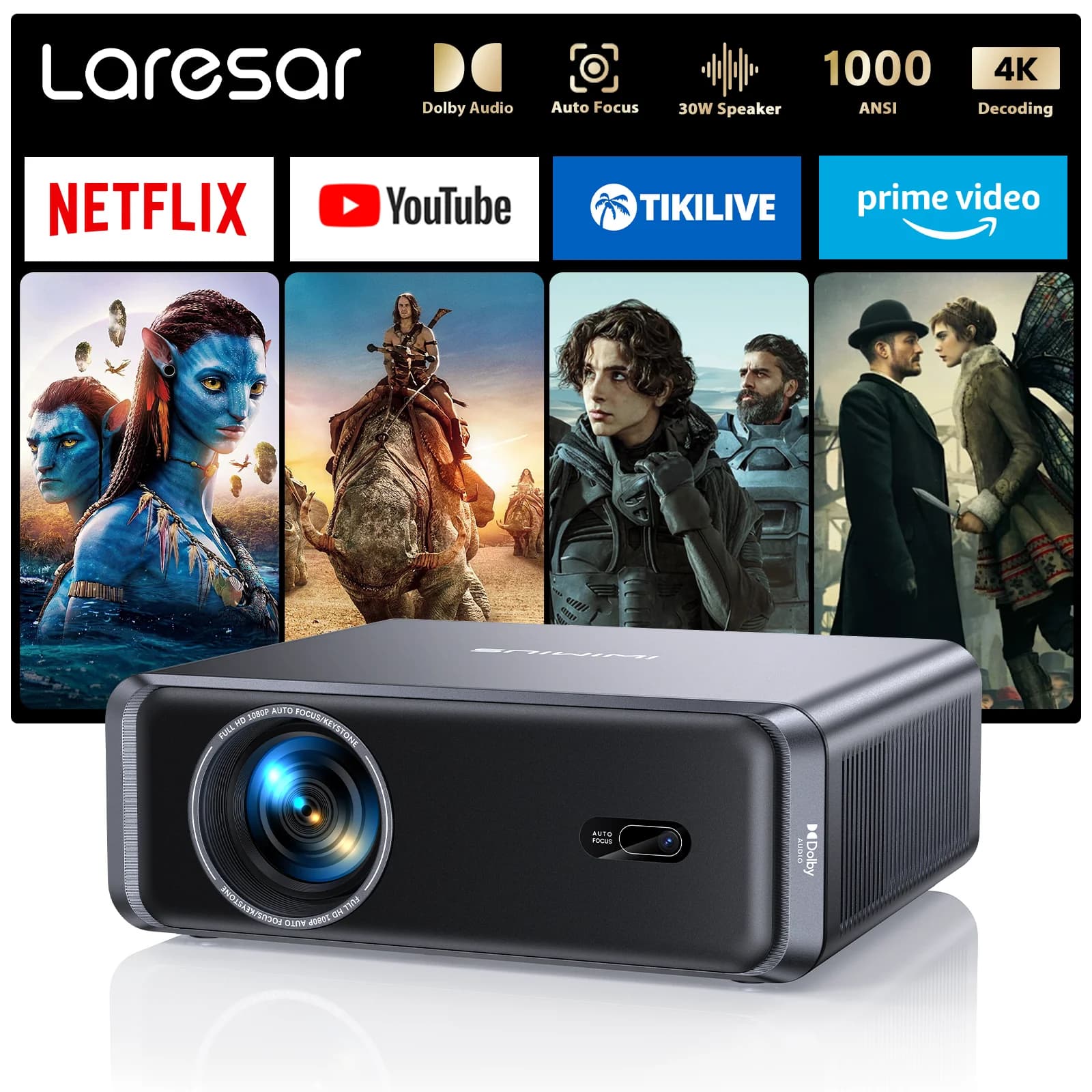 Projektor Laresar A1 1080P 4K Android WiFi6