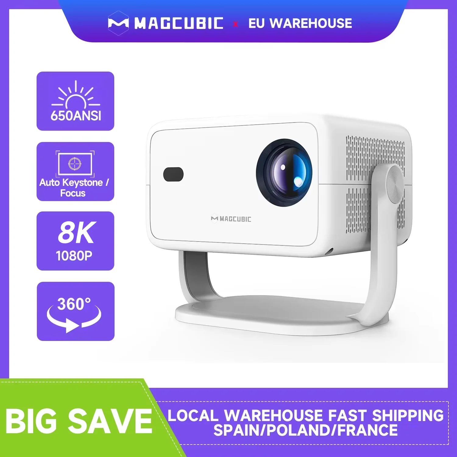 Projektor Magcubic 1080P 650ANSI z WiFi6