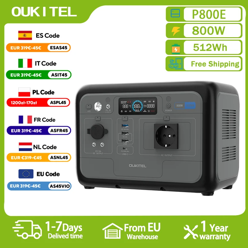 OUKITEL P800E Stacja Zasilania 800W 512Wh